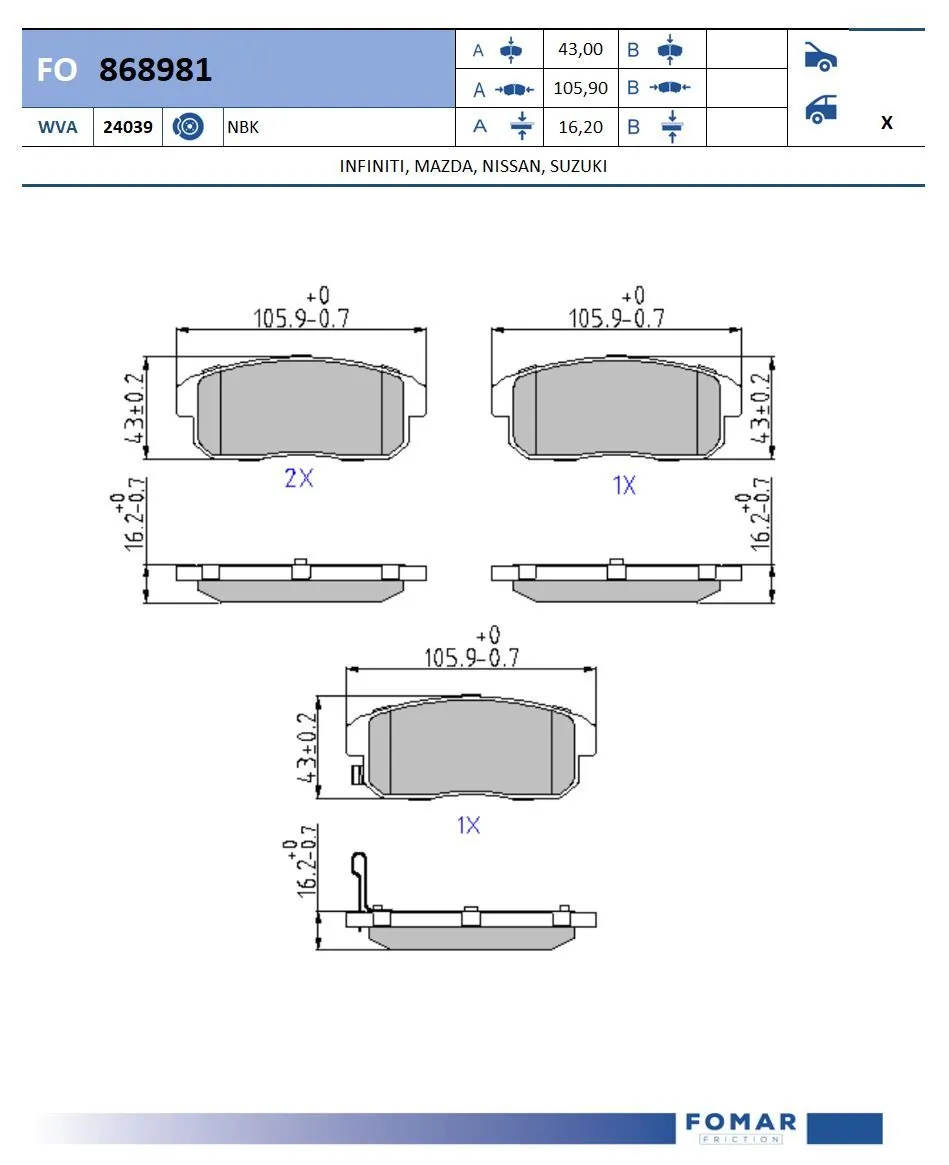 Brake Pad Set, disc brake